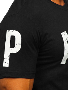 Crna pamučna muška majica s printom Bolf 1180