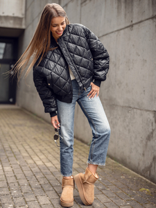 Crna prošivena ženska bomber jakna Bolf J9089