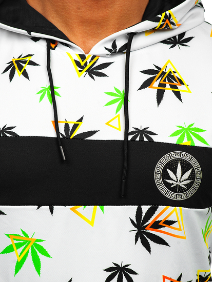 Bijela s printom dukserica muška s kapuljačom Bolf HM631