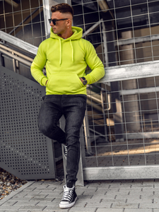 Svijetloceladon muška majica s kapuljačom s klokan džepom Bolf 2009A