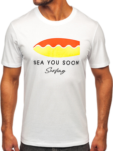 Muška pamučna majica s printom Bijela Bolf MPO3457