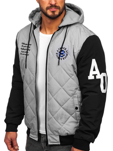 Siva muška prošivena prijelazna bomber jakna Bolf 84M3006