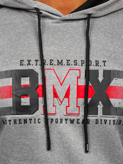 Siva s printom muška dukserica s kapuljačom Bolf HY973