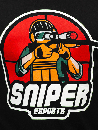 Crni pamučni muški T-shirt s printom Bolf 143022