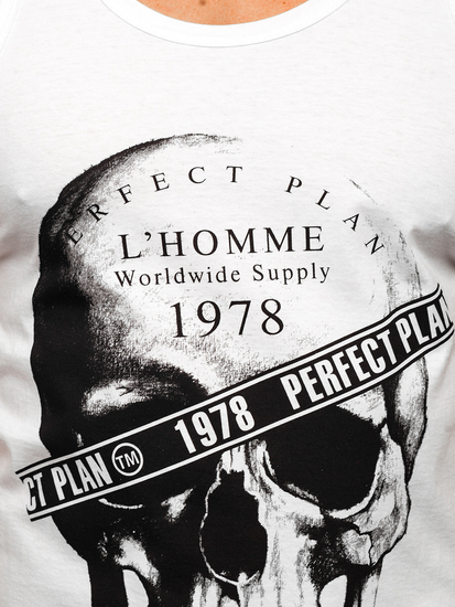 Bijela boxer majica tank top s printom Bolf 14838