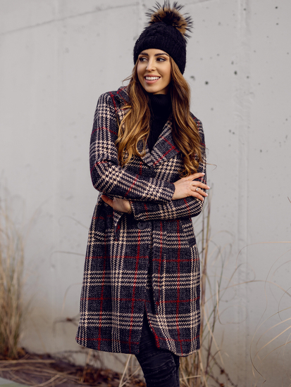 Grafitni dugi, izolirani ženski zimski kaput s remenom Bolf OMDL011