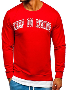 Dukserica mučka bez kapuljače s printom crvena Bolf 11114