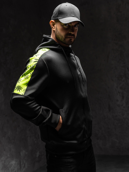 Crna dukserica na zip muška s kapuljačom Bolf 27B8120