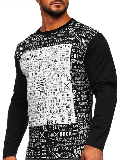 Muški longsleeve s printom crni Bolf 1213