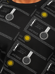 Crna dukserica bez kapuljače s printom Bolf 8B1110