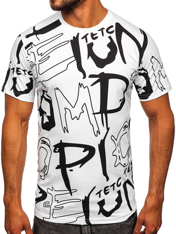 Bijela pamučna muška majica s printom Bolf KS1972