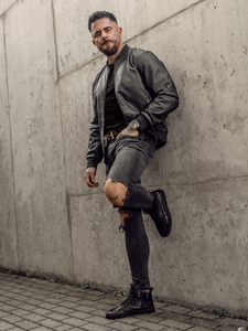 Crna kožna bomber jakna muška Bolf 3A65A