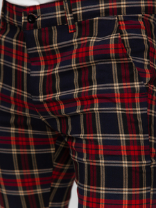 Elegantne muške hlače na kockice Mornarsko plava Bolf 184165