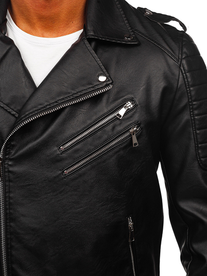 Crna muška biciklistička kožna jakna Bolf 11Z8065