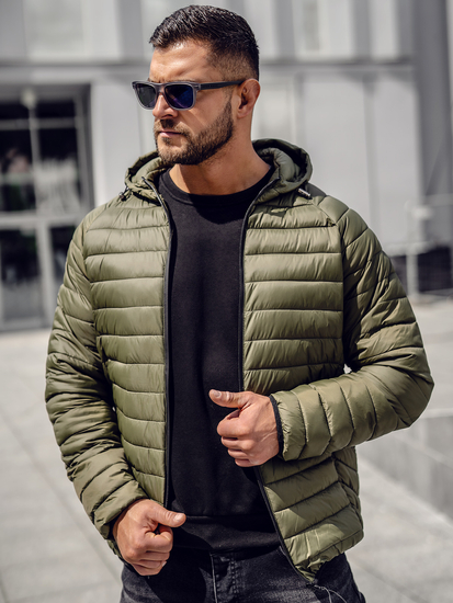 Zelena prošivena prijelazna muška jakna Bolf 13021A