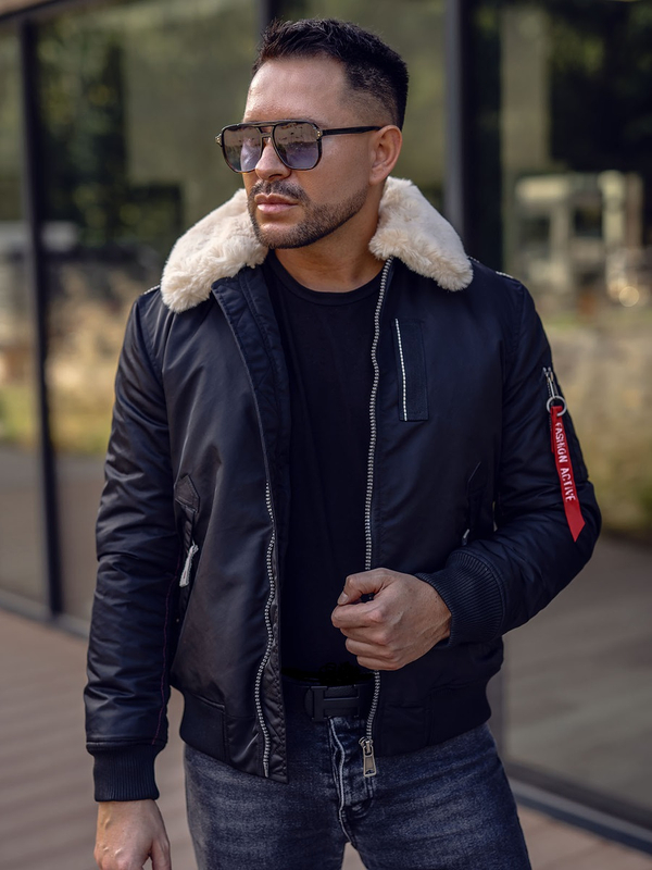 Jakna muška prijelazna pilotka crna Bolf EX1787