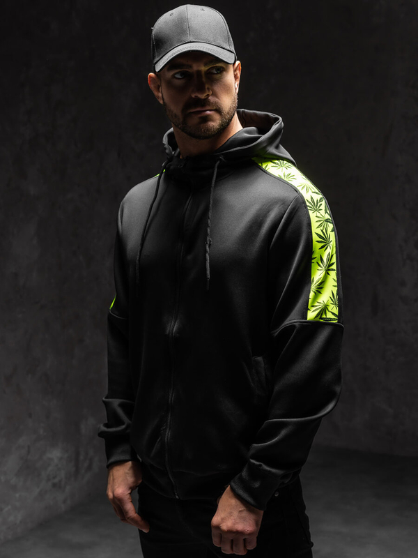 Crna dukserica na zip muška s kapuljačom Bolf 27B8120