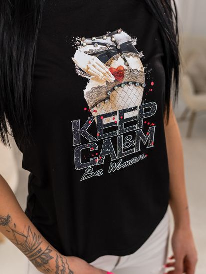 Ženska majica s printom Crna Bolf 95T2502