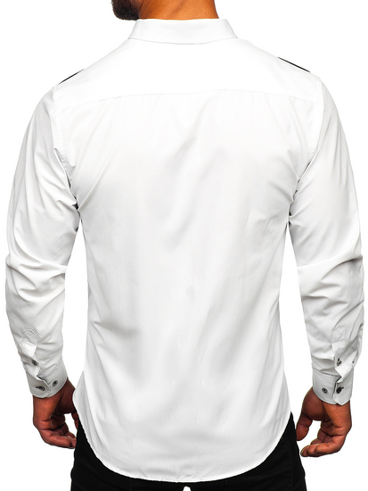Elegantna muška košulja dugih rukava, bijela i crna, Bolf 5722-1