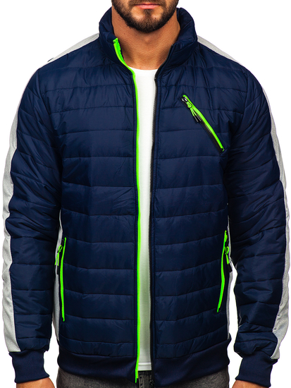 Tamnoplava prošivena muška prijelazna jakna Bolf 8M909