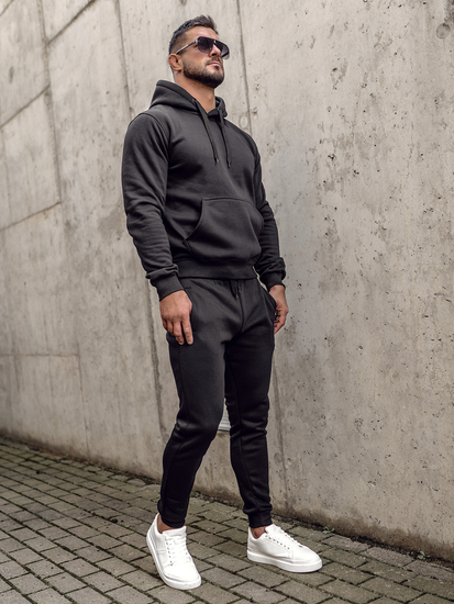 Crni dvodijelna muška trenirka s kapuljačom Bolf C10381