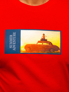 Muška pamučna majica s printom Crvena Bolf MPO3559