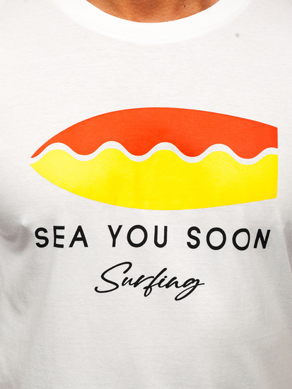 Muška pamučna majica s printom Bijela Bolf MPO3457