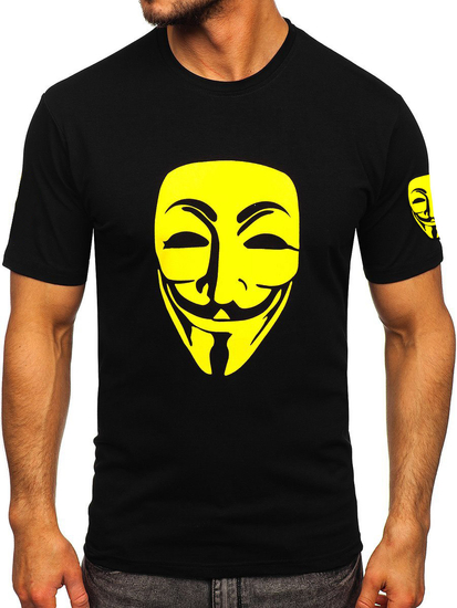 Crna muška majica s printom Bolf 14400