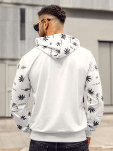 Muška majica s kapuljačom s printom Bijela Bolf HM628A