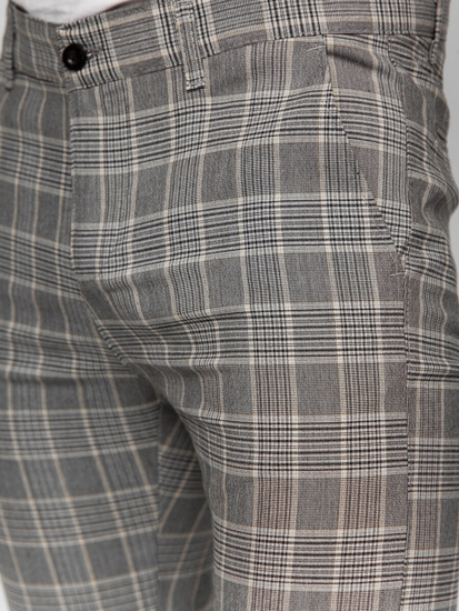 Elegantne muške hlače na kockice Sivo Bolf 184171