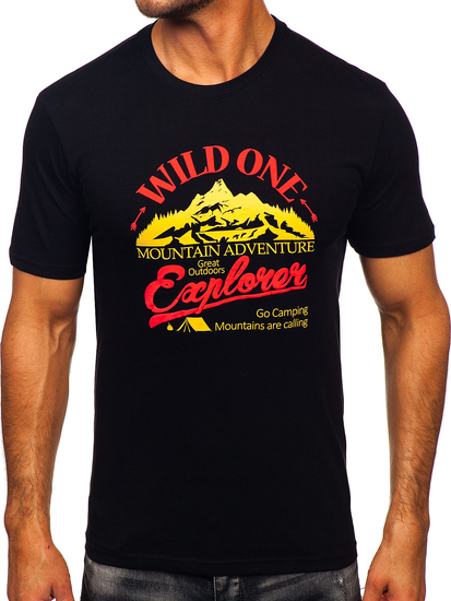 Muška pamučna majica s printom Crna Bolf MPO3484