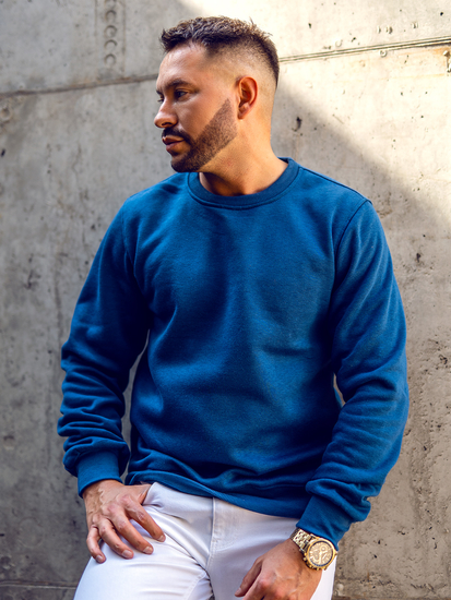 Indigo dukserica muška bez kapuljače Bolf 2001A