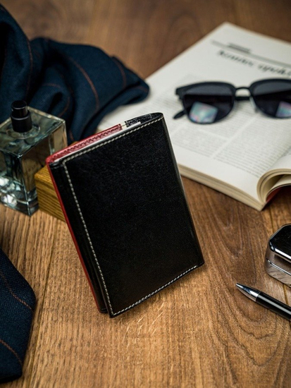 Muški kožni novčanik crno-crveni 4534