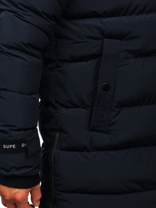 Tamnoplava duga prošivena jakna muška zimska Bolf 6477