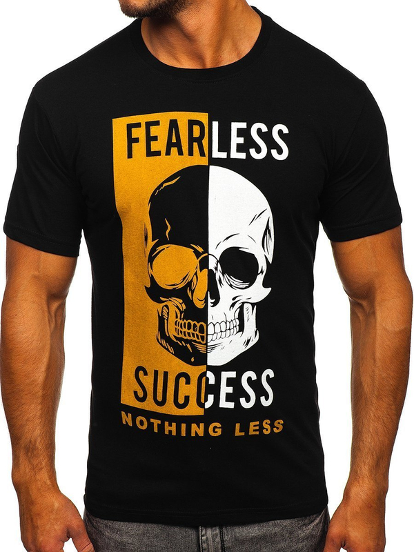 Crna majica muška s printom Bolf 142173