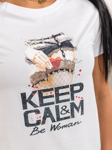 Ženska majica s printom Bijela Bolf 95T2502