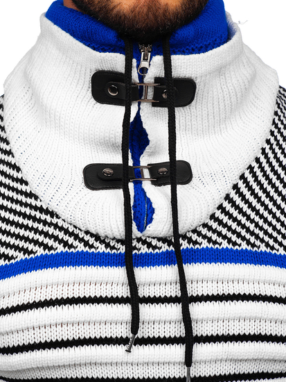 Bijeli debeli džemper muški sa stojećim ovratnikom Bolf 2000