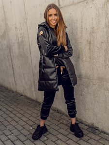 Crni dugi prošiveni prsluk ženski Bolf AY756