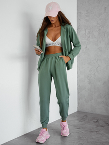 Ženski dvodijelni trenirke komplet s kapuljačom khaki Bolf 821110