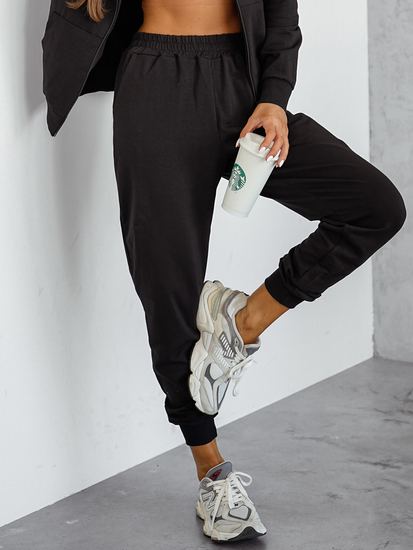 Ženski dvodijelni trenirke komplet s kapuljačom crni Bolf 821110