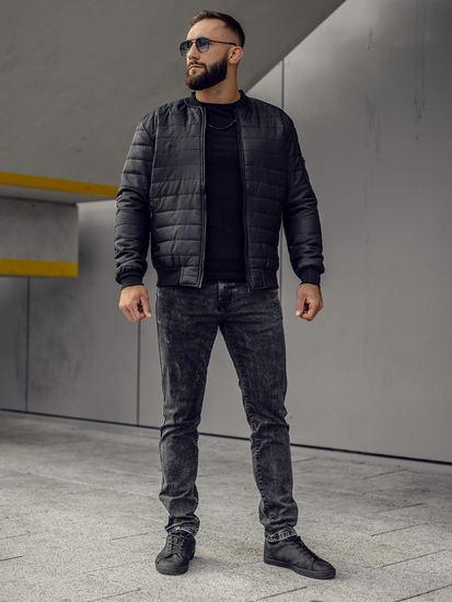 Muška prijelazna prošivena bomber jakna crna Bolf MY-02A2