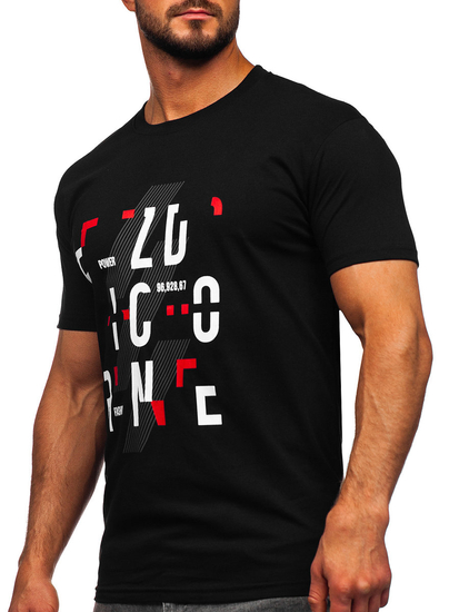 Crna pamučna muška majica s printom Bolf 14752