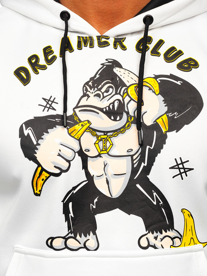 Bijela s printom dukserica muška s kapuljačom Bolf HM563