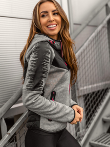 Ženska prošivena majica-jakna s kapuljačom siva Bolf KSW4007A