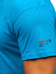 Tirkizni muški pamučni t-shirt s printom Bolf 14732