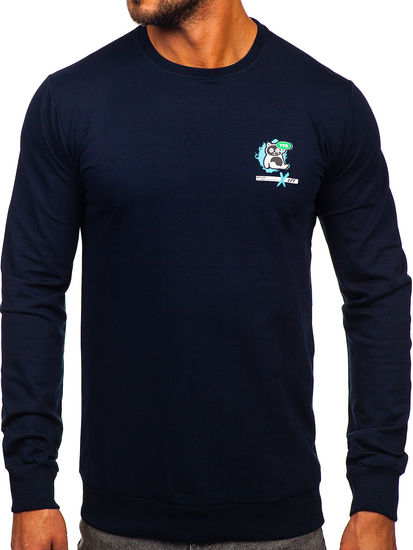 Mornarsko plava muška majica bez kapuljače s printom Bolf 8744