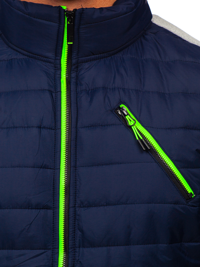 Tamnoplava prošivena muška prijelazna jakna Bolf 8M909