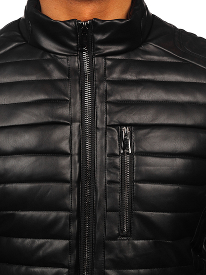 Muška zimska prošivena kožna biciklistička jakna Crna Bolf 11Z8186