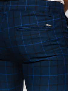 Elegantne muške hlače na kockice Mornarsko plava Bolf 184195