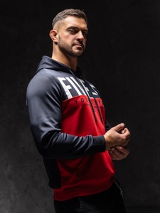 Crvena s printom muška dukserica s kapuljačom Bolf HY972